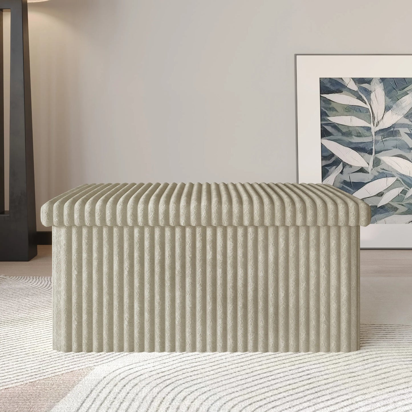 30" Tufted UpholsteredFolding Storage Ottoman Bench