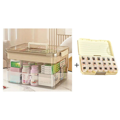 Clear Transparent Medicine Storage Box withHandle