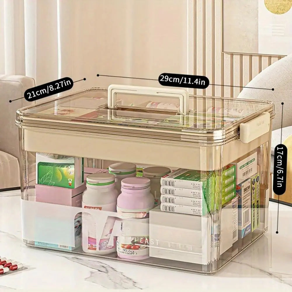 Clear Transparent Medicine Storage Box withHandle