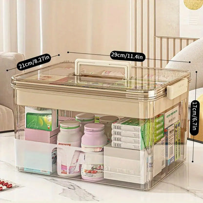 Clear Transparent Medicine Storage Box withHandle