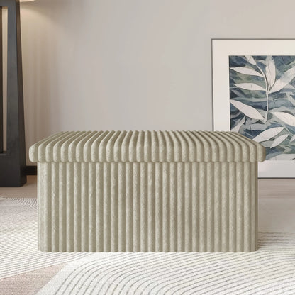 30" Tufted UpholsteredFolding Storage Ottoman Bench