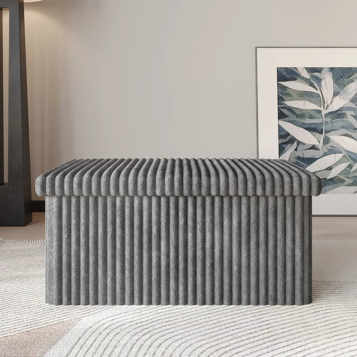 30" Tufted UpholsteredFolding Storage Ottoman Bench