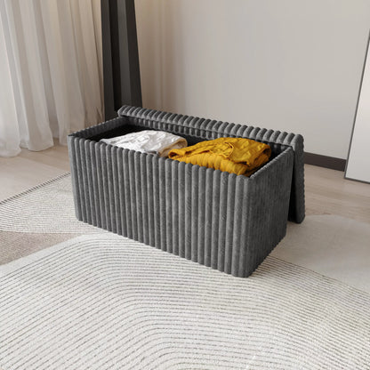 30" Tufted UpholsteredFolding Storage Ottoman Bench