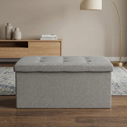 30" Tufted UpholsteredFolding Storage Ottoman Bench