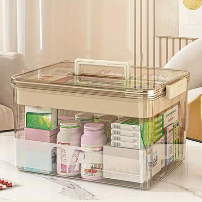 Clear Transparent Medicine Storage Box withHandle