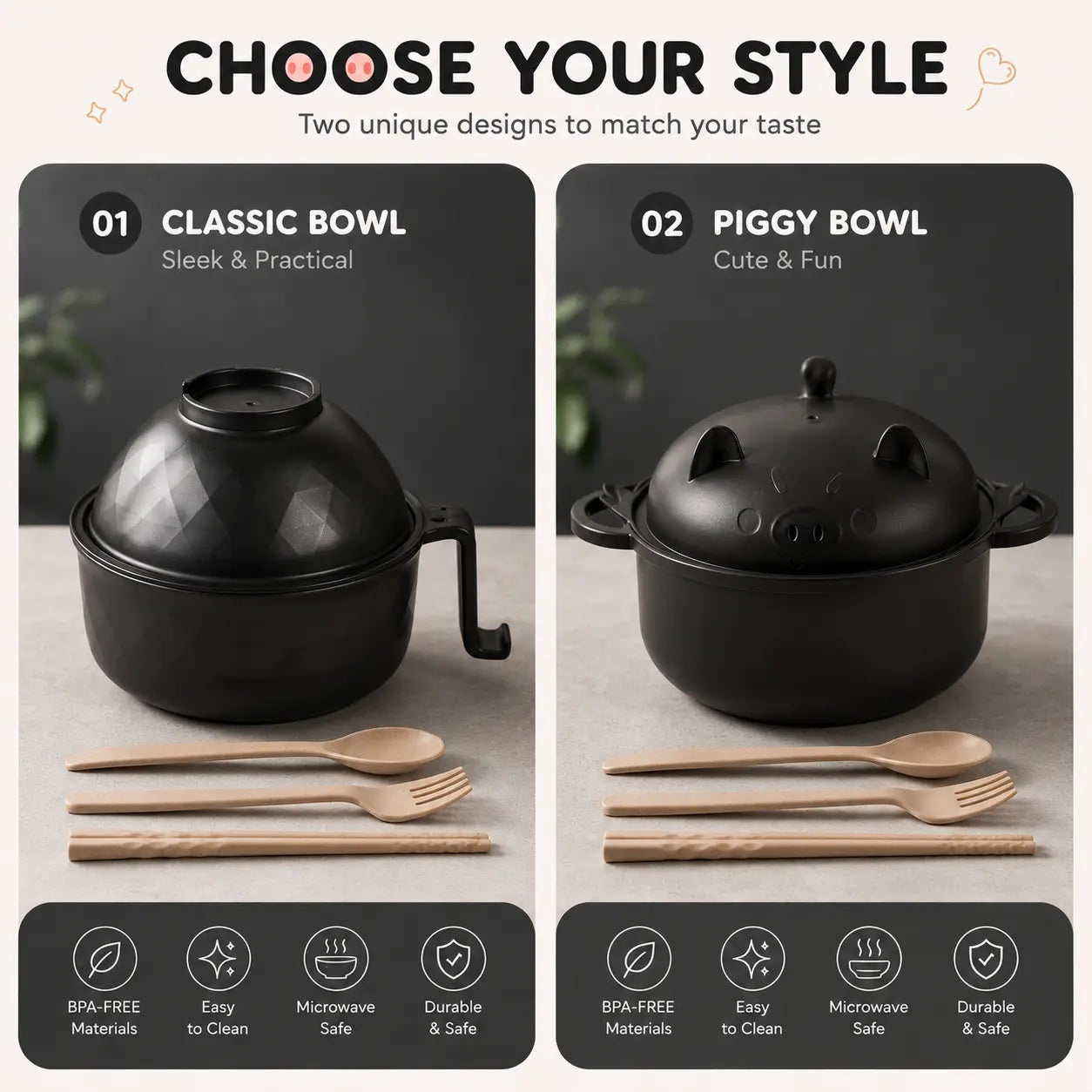 Microwave Ramen Bowl Set withHandle