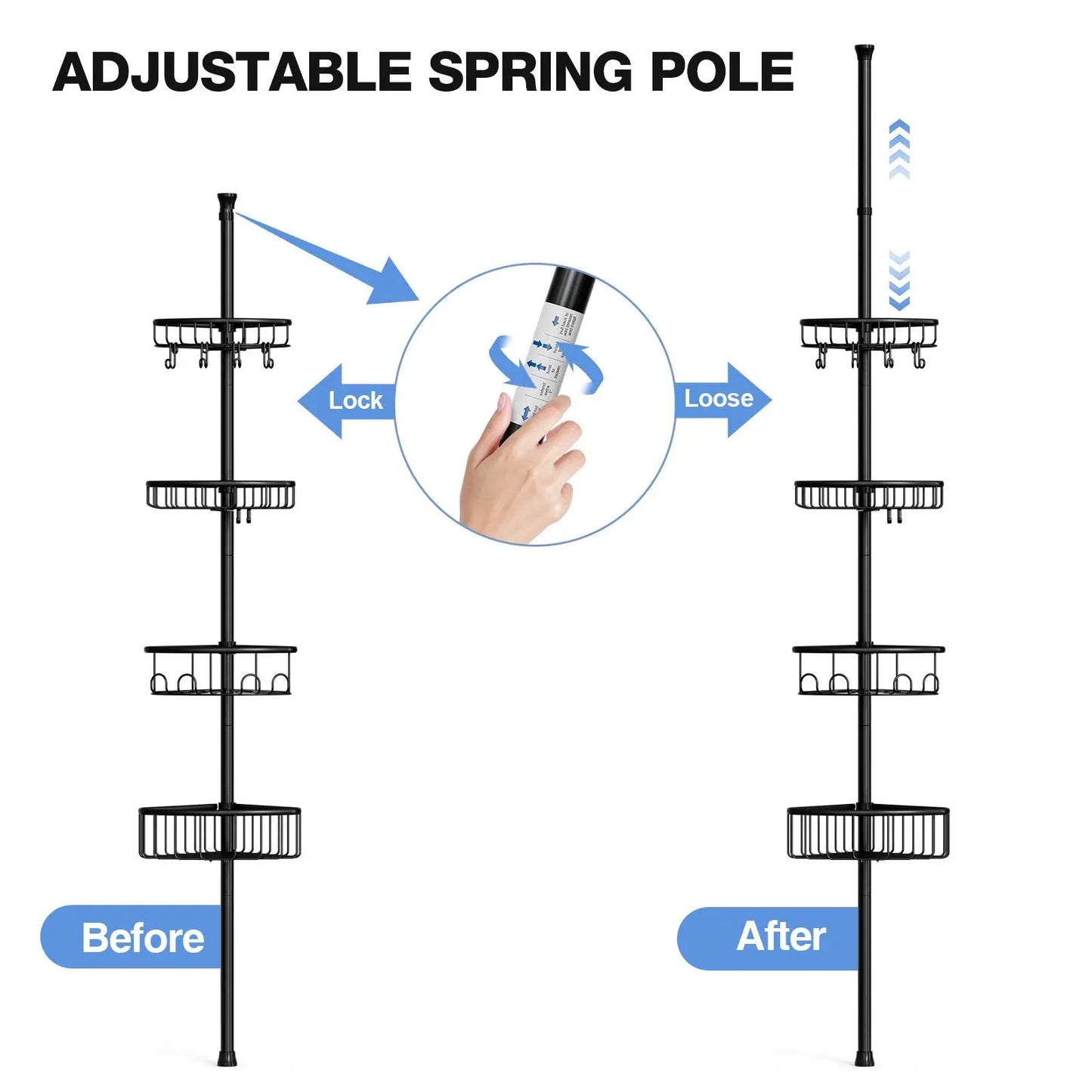 4 Tier Adjustable Corner Shower Caddy