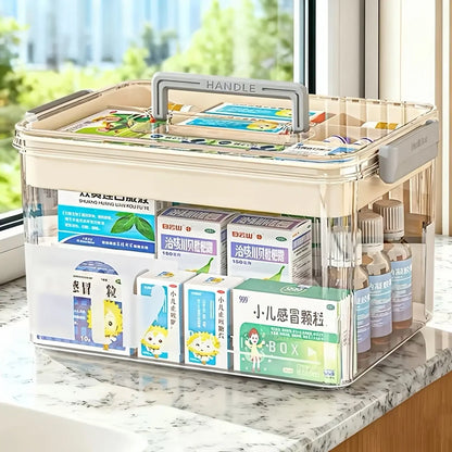 Clear Transparent Medicine Storage Box withHandle