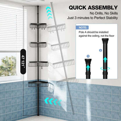 4 Tier Adjustable Corner Shower Caddy