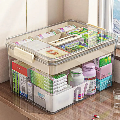 Clear Transparent Medicine Storage Box withHandle