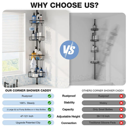 4 Tier Adjustable Corner Shower Caddy