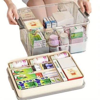 Clear Transparent Medicine Storage Box withHandle